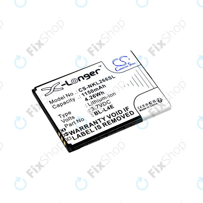 Battery for Nokia 2660 Flip 4G, 1150mAh, Li-Ion, 3.7V, BL-L4E, HQ
