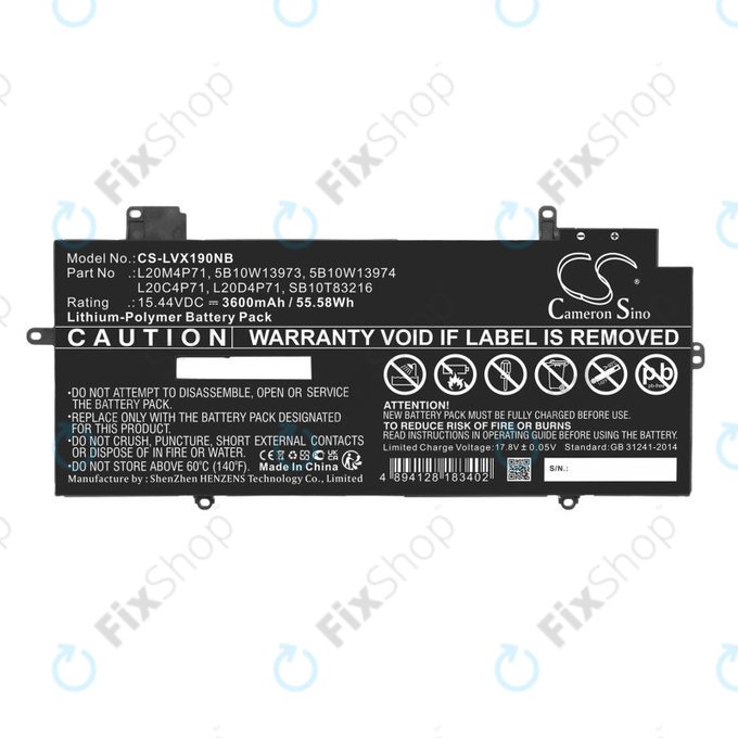 Battery for Lenovo Thinkpad X1 Carbon G9, G10, X1 Yoga Gen 6, 7, 3600mAh, Li-Pol, 15.44V, 5B10W13973, HQ