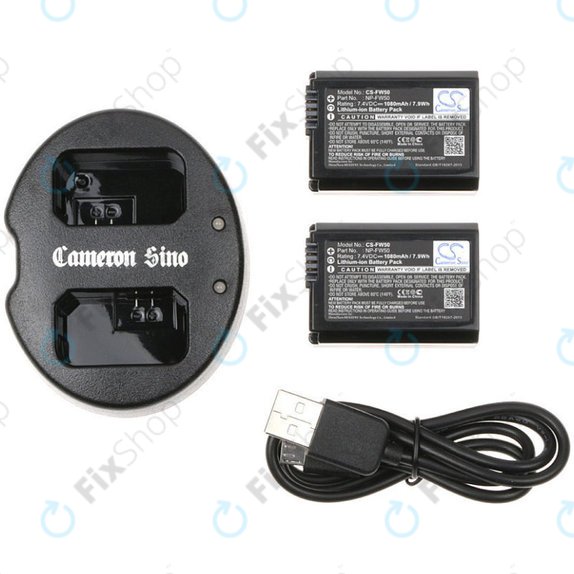 Battery 2pcs with charger for Sony NEX-5, Alpha 7, NEX-7, 1030mAh, Li-Ion, 7.4V, NP-FW50, HQ