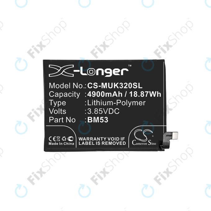 Battery for Xiaomi Mi 10T 5G M2007J3SY, 4900mAh, Li-Pol, 3.85 V, BM53, HQ