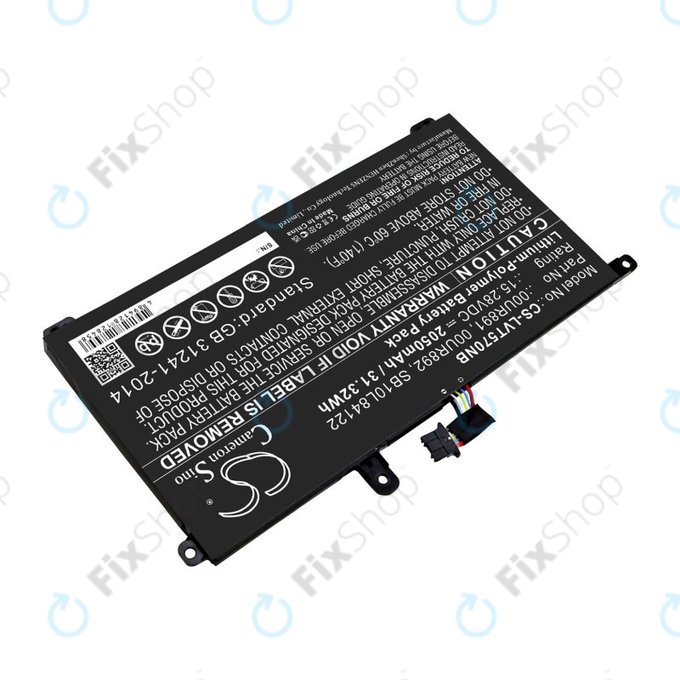 Battery for Lenovo ThinkPad P51s, P52s, T570, T580, 2050mAh, Li-Pol, 15.28V, 00UR891, HQ