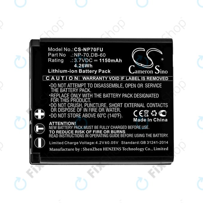 Battery for Panasonic Lumix DMC-FX01, 1150mAh, Li-Ion, 3.7V, CGA-S005, HQ