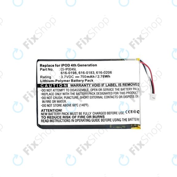 Apple iPod (4th Gen) - Battery 616-0183 750mAh HQ