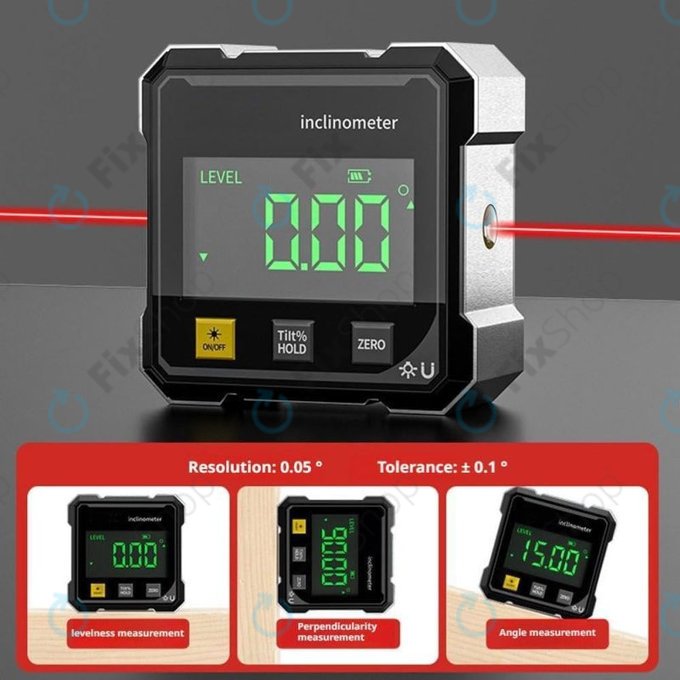 Digital angle gauge with magnet and laser