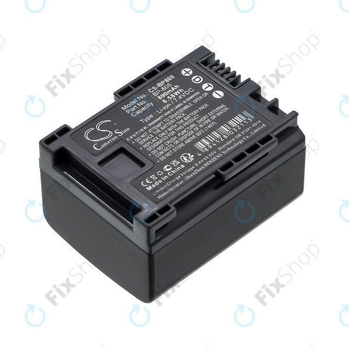 Battery for Canon FS10, FS11, FS100, 890mAh, Li-Ion, 7.4V, BP-808, HQ