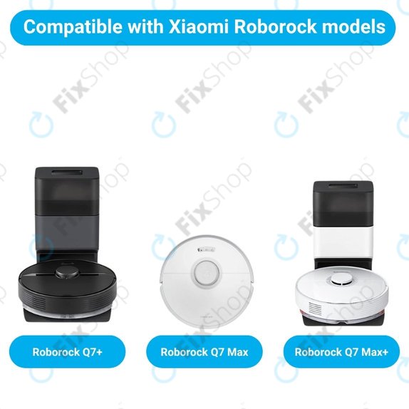 Replacement set for Xiaomi Roborock Q7+, Q7 Max, Q7 Max+ (1x Main brush, 2x Filter, 2x Side brush - White)