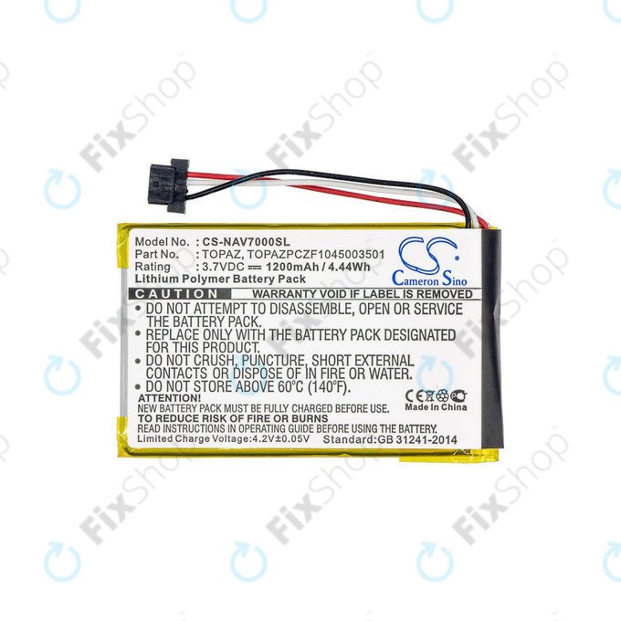 Battery for Navigon 70, 1200mAh, Li-Pol, 3.7V, Topaz, HQ