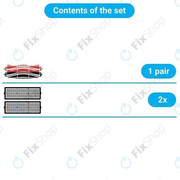 Replacement set for Roborock Dyad Pro (1 pair of Main brushes, 2x Filter)