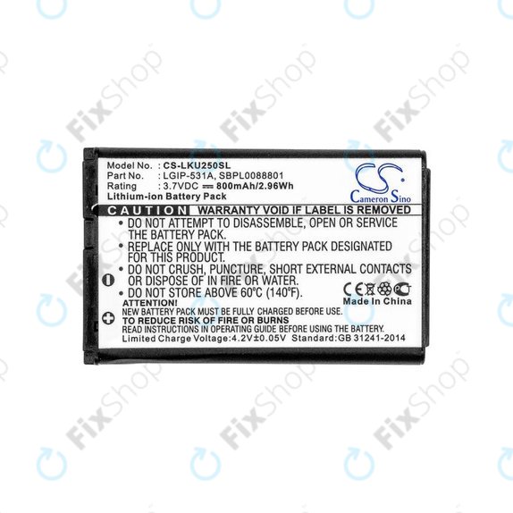 Battery for LG T500, 800mAh, Li-Ion, 3.7V, LGIP-531A, HQ