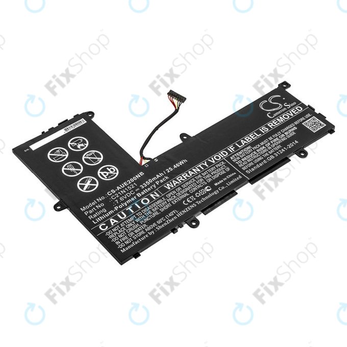 Battery for Asus VivoBook E200, L200, Eeebook X206, 3350mAh, Li-Pol, 7.6V, C21N1521, HQ