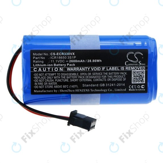 Ecovacs CEN330, CR-series - Battery ICR18650 3S1P Li-Ion 11.1V 2600mAh HQ
