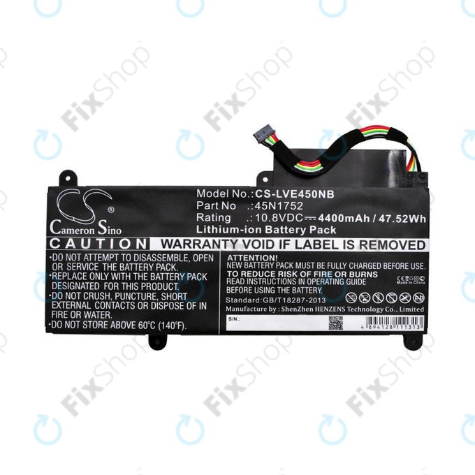 Battery for Lenovo ThinkPad E450, E455, E460, E465, T470p, ThinkPad Edge E450 i7, 4400mAh, Li-Ion, 10.8V, 45N1752, HQ