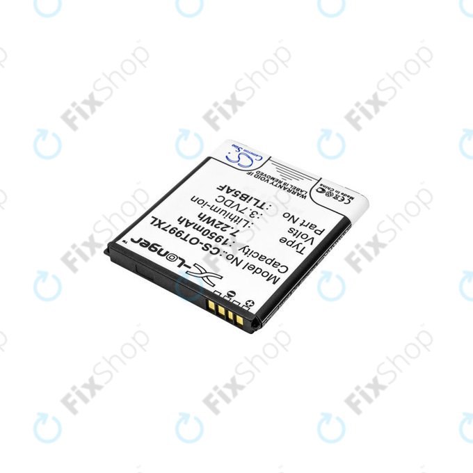 Battery for Alcatel One Touch 997, X Pop, TCL S710, S800, 1950mAh, Li-Ion, 3.7V, TLiB5AF, HQ