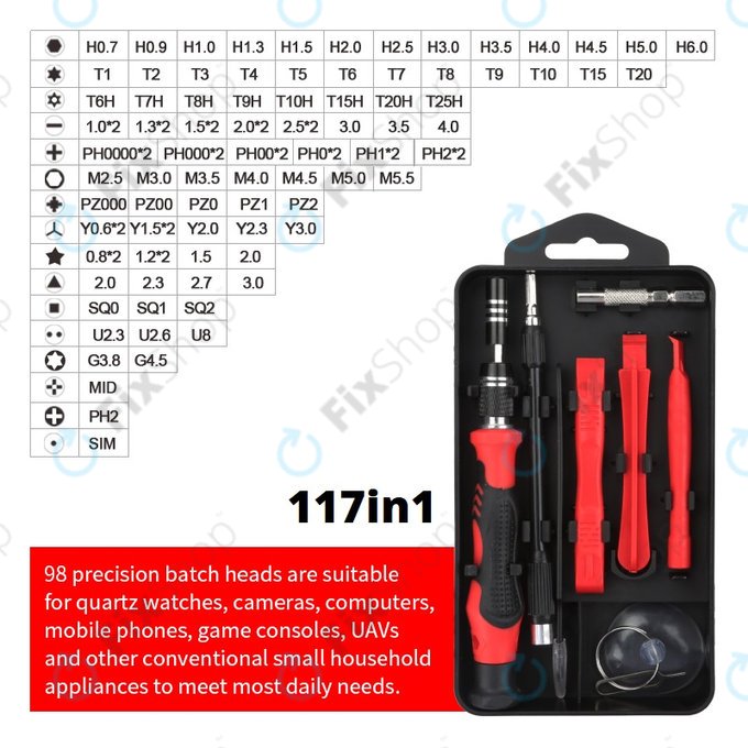 Kingsdun - Professional Screwdriver Set for iPhone 117in1 (Red Edition)