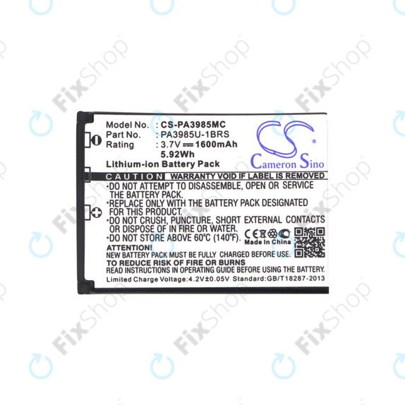 Battery for Toshiba Camileo X200, X400, 1600mAh, Li-Ion, 3.7V, PA3985, HQ