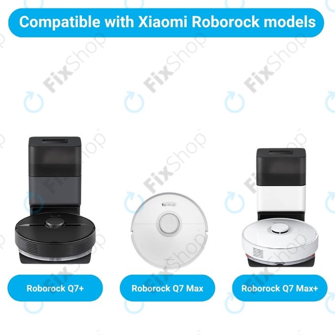 Replacement set for Xiaomi Roborock Q7+, Q7 Max, Q7 Max+ (1x Main brush, 2x Filter, 2x Side brush - White)