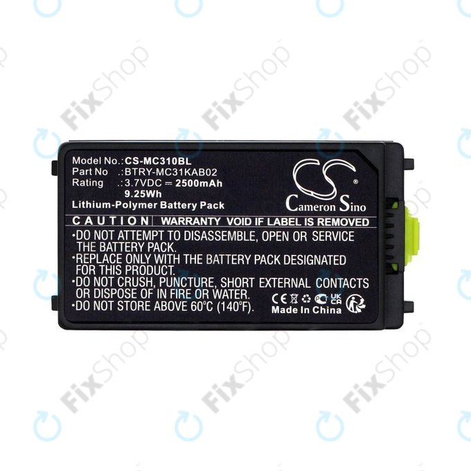 Battery for Symbol, Zebra MC3100, MC3190, 2500mAh, Li-Pol, 3.7V, BTRY-MC31KAB02, HQ