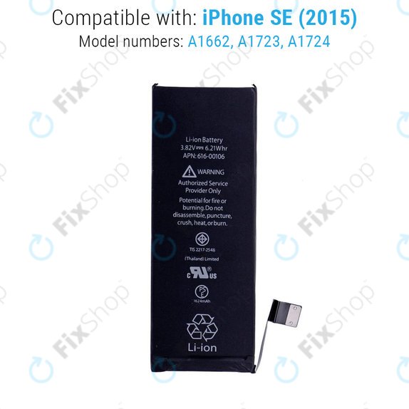 Battery for iPhone SE, 1624mAh