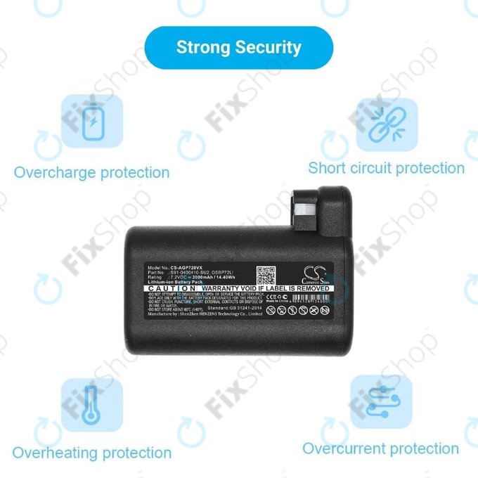 AEG RX-series, Electrolux E, P-series - Battery S91-0400410-SU2, OSBP72LI, OSBP72LI25 Li-Ion 7.2V 2000mAh HQ