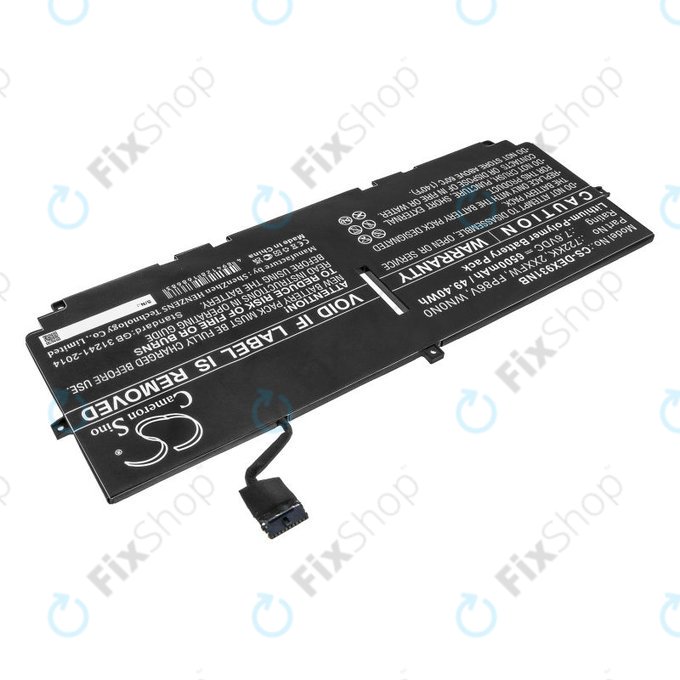 Battery for Dell XPS 13 9300, 9380, 9310, 6500mAh, Li-Pol, 7.6V, 2XXFW, HQ