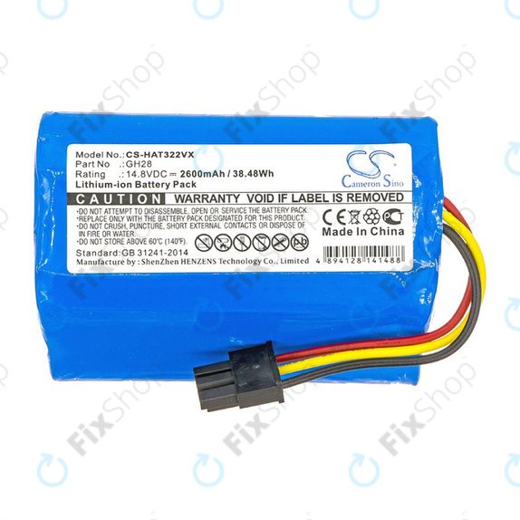 Battery for Fomt R620c, Haier T322, J300s, Liectroux DH860, TCL S15, Tomefon, 2600mAh, Li-Ion, 14.8V, GH28, HQ