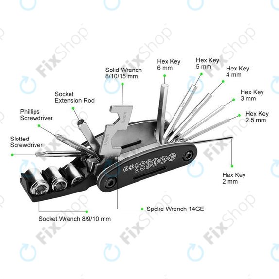 Multifunctional Toolkit for Scooters & Bikes 16in1