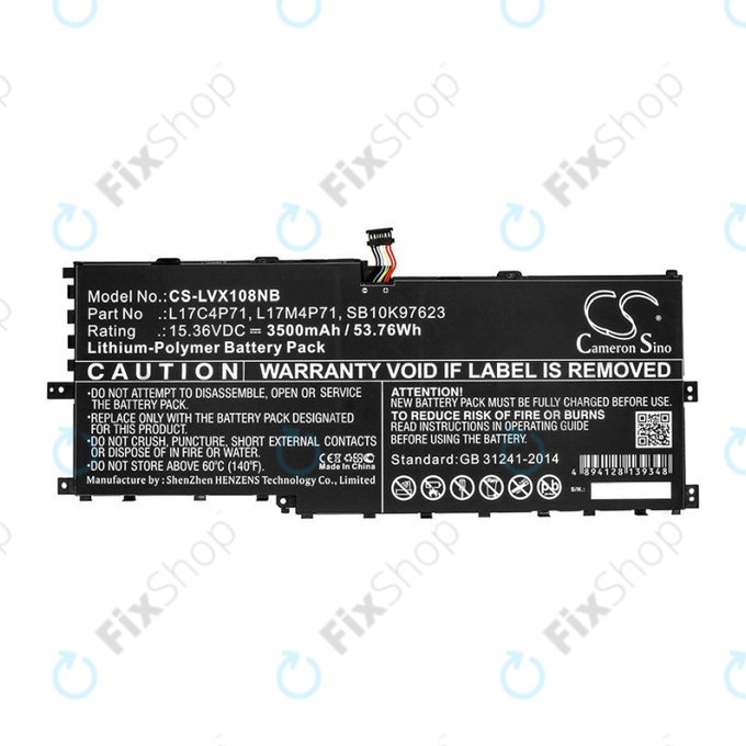 Battery for Lenovo ThinkPad X1 Yoga 2018, 3500mAh, Li-Pol, 15.36V, L17C4P71, HQ