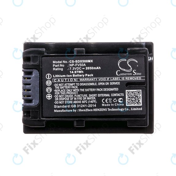 Battery for Sony Fdr-Ax33, Sony Fdr-Ax40, Sony Fdr-Ax45, Sony Fdr-Ax, 2050mAh, Li-Ion, 7.3V, NP-FV50A, HQ