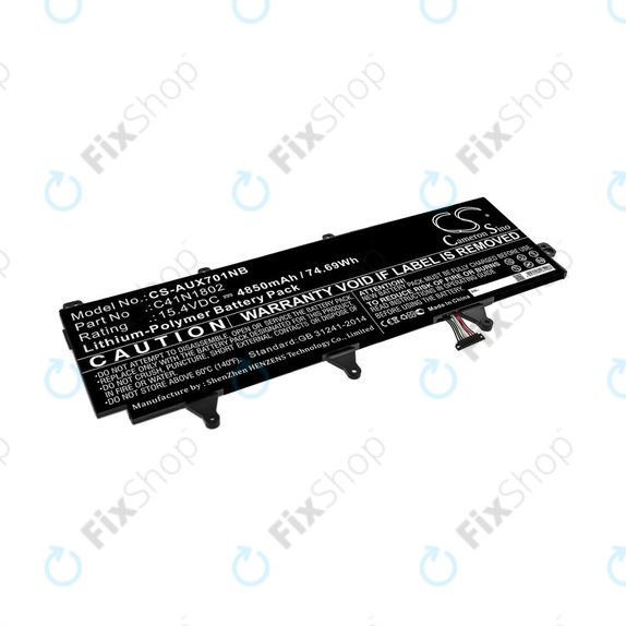 Battery for Asus Zephyrus Gx701, Rog Zephyrus S Gx701, Rog Gx701, 4850mAh, Li-Pol, 15.4V, C41N1802, HQ