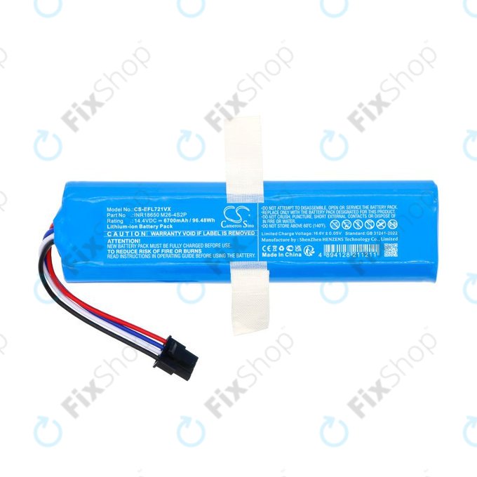 Battery for 360 S6 Pro, S9, X90, X95, Eufy Robovac L70 Hybrid, 6700mAh, Li-Ion, 14.4V, INR18650M26-4S2P, HQ