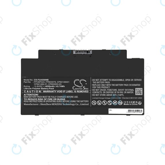 Battery for Fujitsu Lifebook AH77, A556, A3510, U536, 4050mAh, Li-Pol, 10.8V, CP641484-01, HQ