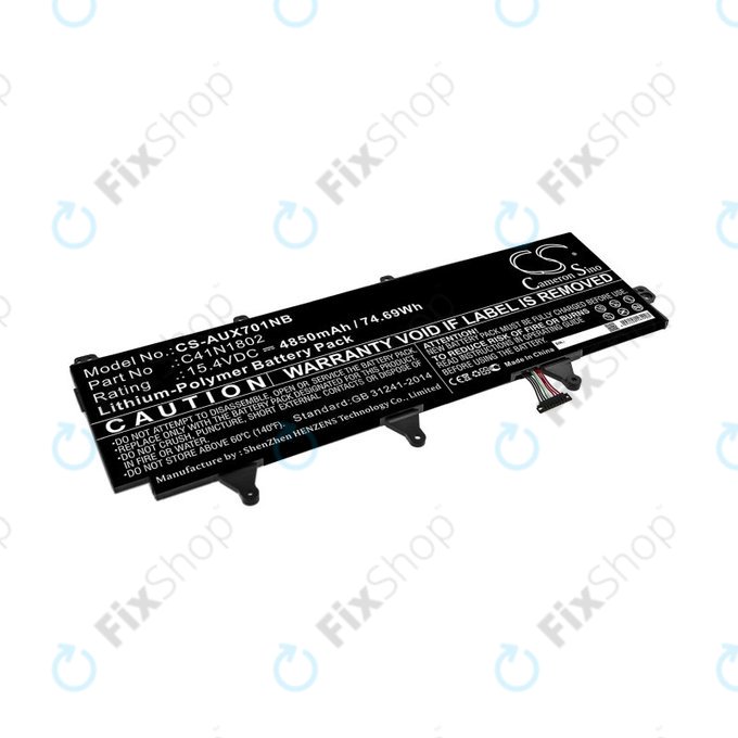 Battery for Asus Zephyrus Gx701, Rog Zephyrus S Gx701, Rog Gx701, 4850mAh, Li-Pol, 15.4V, C41N1802, HQ