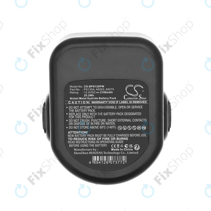 Battery for Black & Decker Cd1202, 2100mAh, Ni-MH, 12V, PS130A, HQ