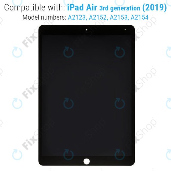 LCD Display for iPad Air (3rd Gen 2019), Black, Touch Screen without Frame, Refurbished