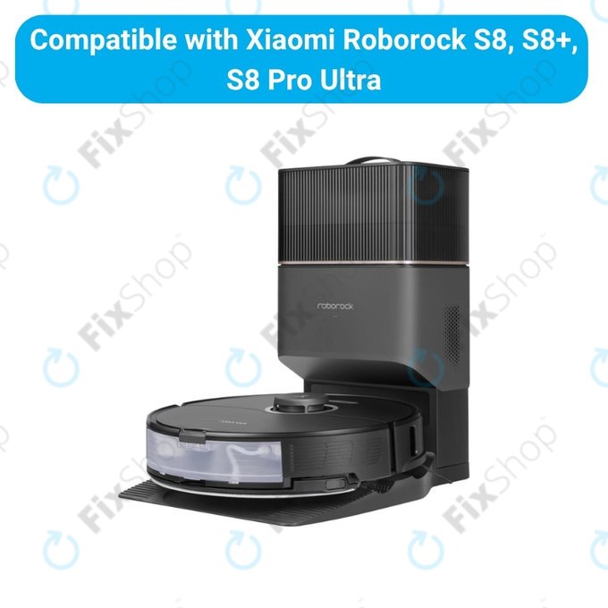 Replacement set for Xiaomi Roborock S8, S8+, S8 Pro Ultra (2 pairs of Main brushes, 4x Filter, 4x Side brush - Black, 4x Mop cloth, 4x Dust bag)