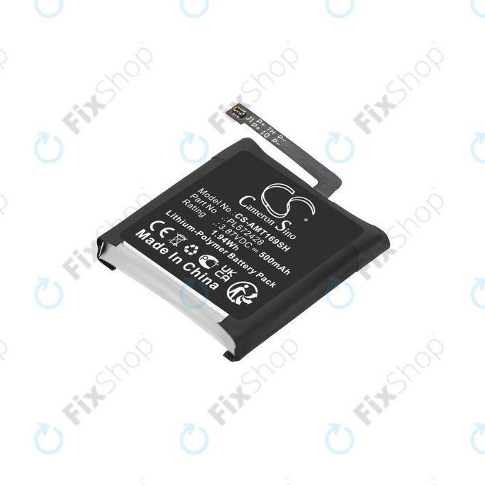 Battery for Amazfit T-Rex 2, A2169, A2170, 500mAh, Li-Pol, 3.87V, PL572428, HQ