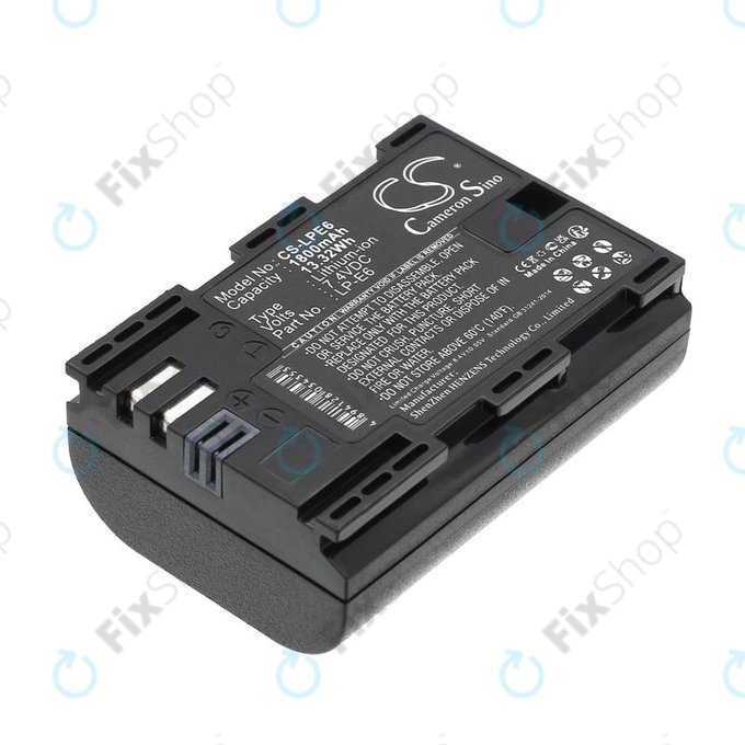 Battery for Canon EOS 60D, 5D Mk II, 7D, 1800mAh, Li-Ion, 7.4V, LP-E6, HQ