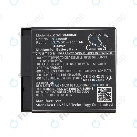 Battery for SJCAM SJ4000, SJ5000, 900mAh, Li-Ion, 3.7V, SJ4000B, HQ
