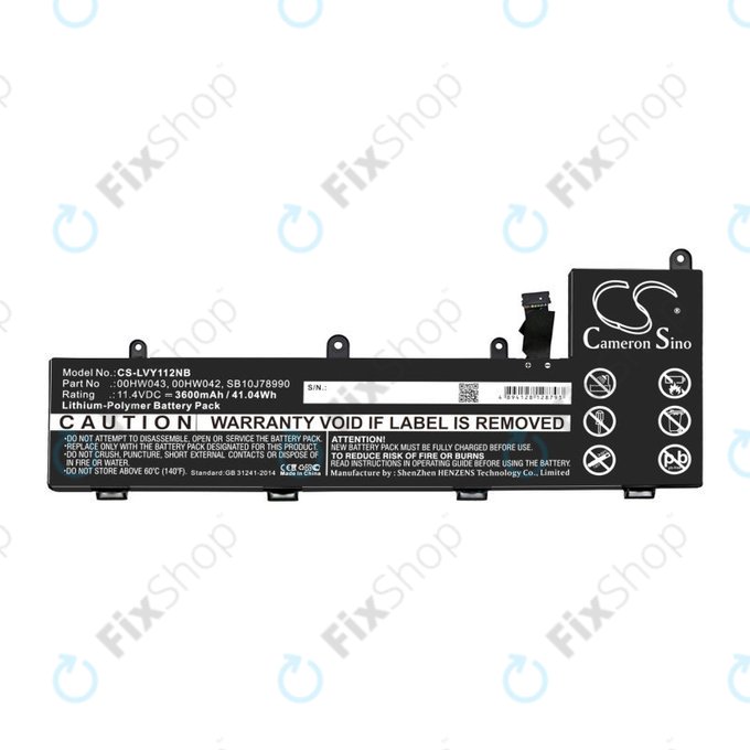 Battery for Lenovo Yoga 11e, ThinkPad Yoga 11e ChromeBook 20, 3600mAh, Li-Pol, 11.4V, 00HW043, HQ