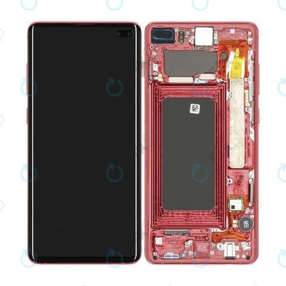 Samsung Galaxy S10 Plus G975F - LCD Display + Touch Screen + Frame (Cardinal Red) - GH82-18849H, GH82-18834H Genuine Service Pack