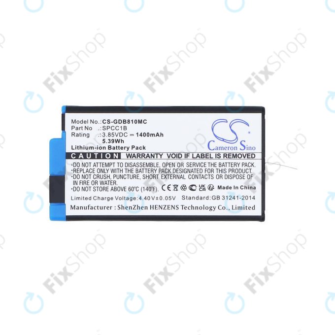 Battery for GoPro Max, Max 360, Acbat-001, 1400mAh, Li-Ion, 3.85V, SPCC1B, HQ