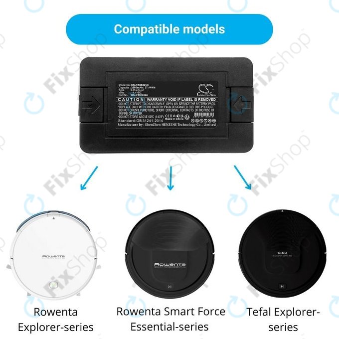 Rowenta Explorer-series, Smart Force Essential-series, Tefal Explorer-series - Battery RS-RT900866 Li-Ion 14.4V 2600mAh HQ