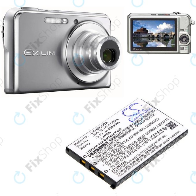 Battery for Casio Exilim Card Ex-S880, 650mAh, Li-Ion, 3.7V, NP-20, HQ