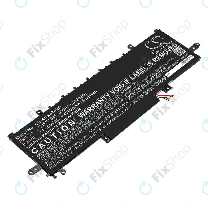 Battery for Asus ZenBook 14, Flip 14, 4200mAh, Li-Pol, 11.55V, C31N1841, HQ