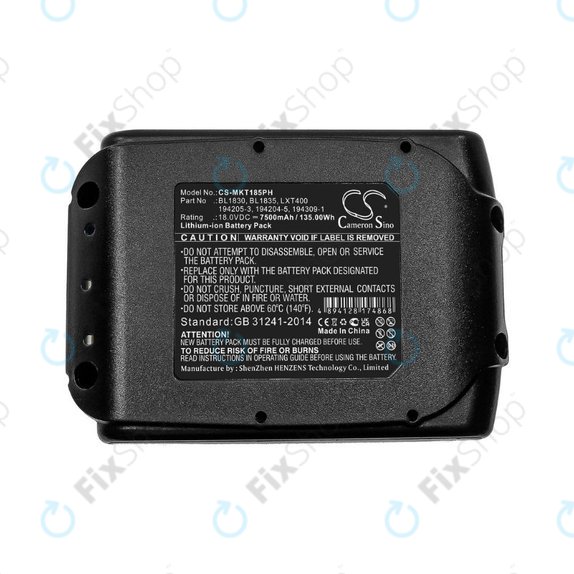 Makita 18V - Battery BL1830, BL1835, LXT400,194205-3, 194204-5, 194309-1 Li-Ion 18.0V 7500mAh HQ