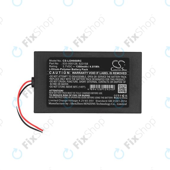 Battery for Logitech Harmony 9, 1300mAh, Li-Pol, 3.7V, 533-000128, HQ