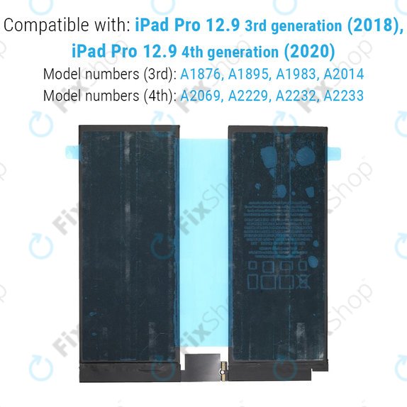 Battery for iPad Pro 12.9" (3rd Gen 2018, 4th Gen 2020), 9720mAh