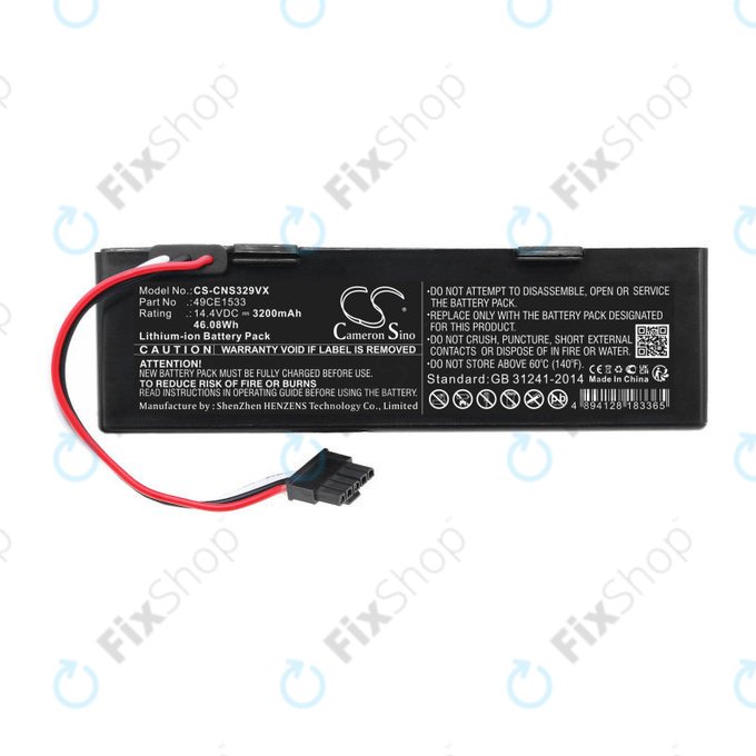 Battery for ETA Navaggio 2228, Cecotec Conga 3290, 3490, 3890, 3200mAh, Li-Ion, 14.4V, 49CE1533, HQ