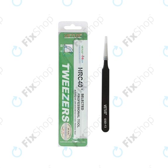 Vetus ESD-13 - Antistatic Metal Tweezer with Flat Tip (115mm)