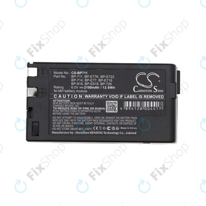 Battery for Canon E06, Canon E07, 2100mAh, Ni-MH, 6V, BP-711, HQ